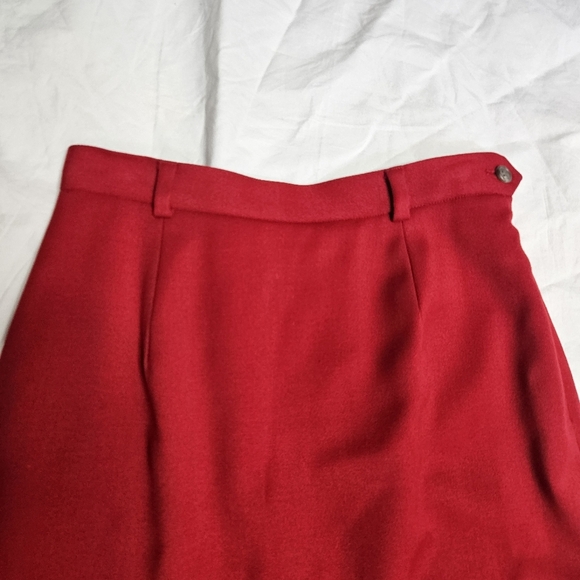 Vintage Ralph Lauren Red Wool Pencil Skirt Made in USA Size 6 - Picture 3 of 6